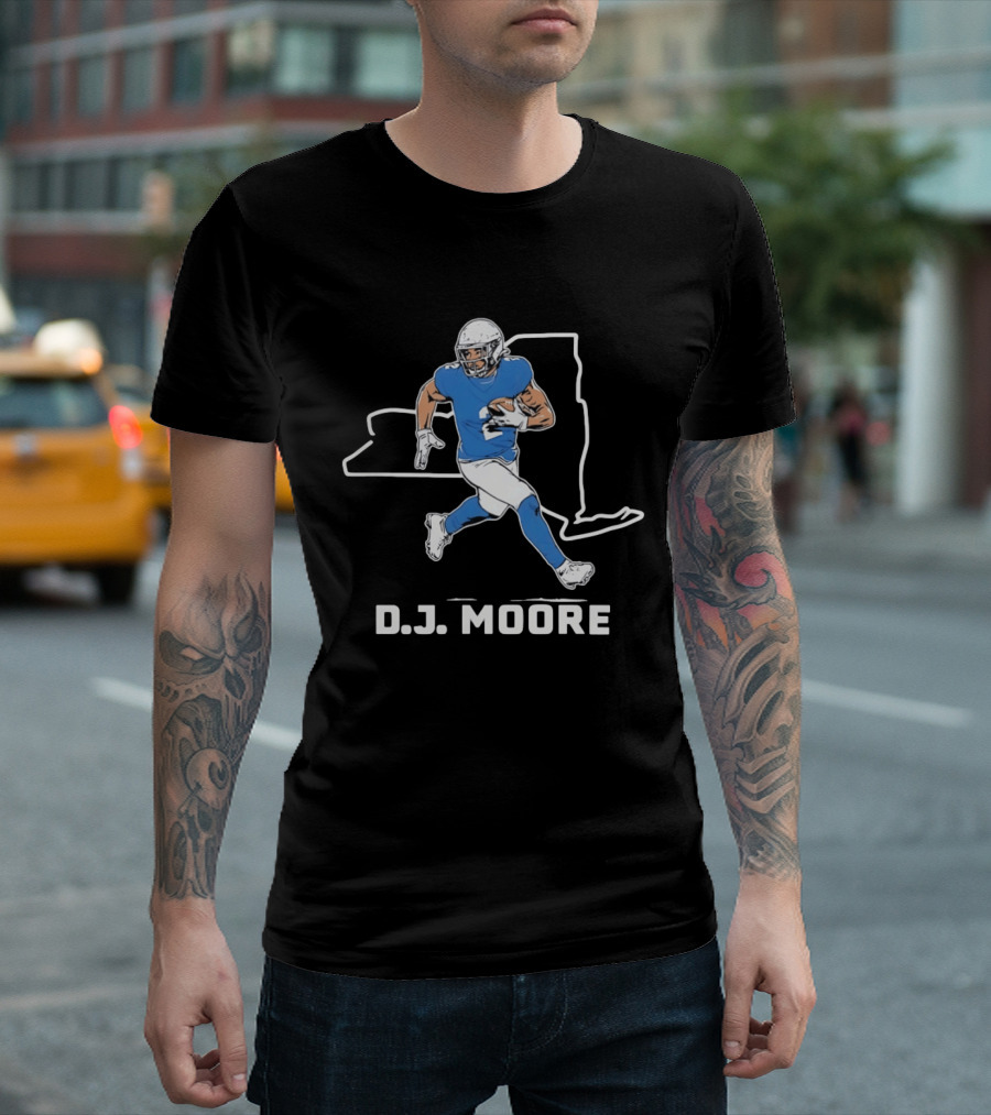 DJ Moore Football Player Carolina Panthers New York Map T-Shirt