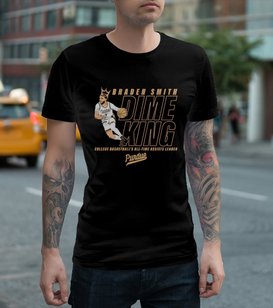 Braden Smith Dime King College Basketball's All Time Assists Leader Purdue T-Shirt