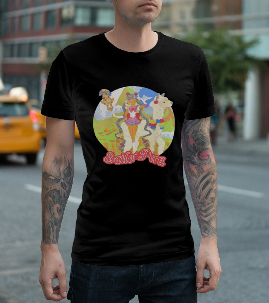 Sailor Moon Sailor Peru Anime Crossover With Llama And Traditional Peruvian T-Shirt