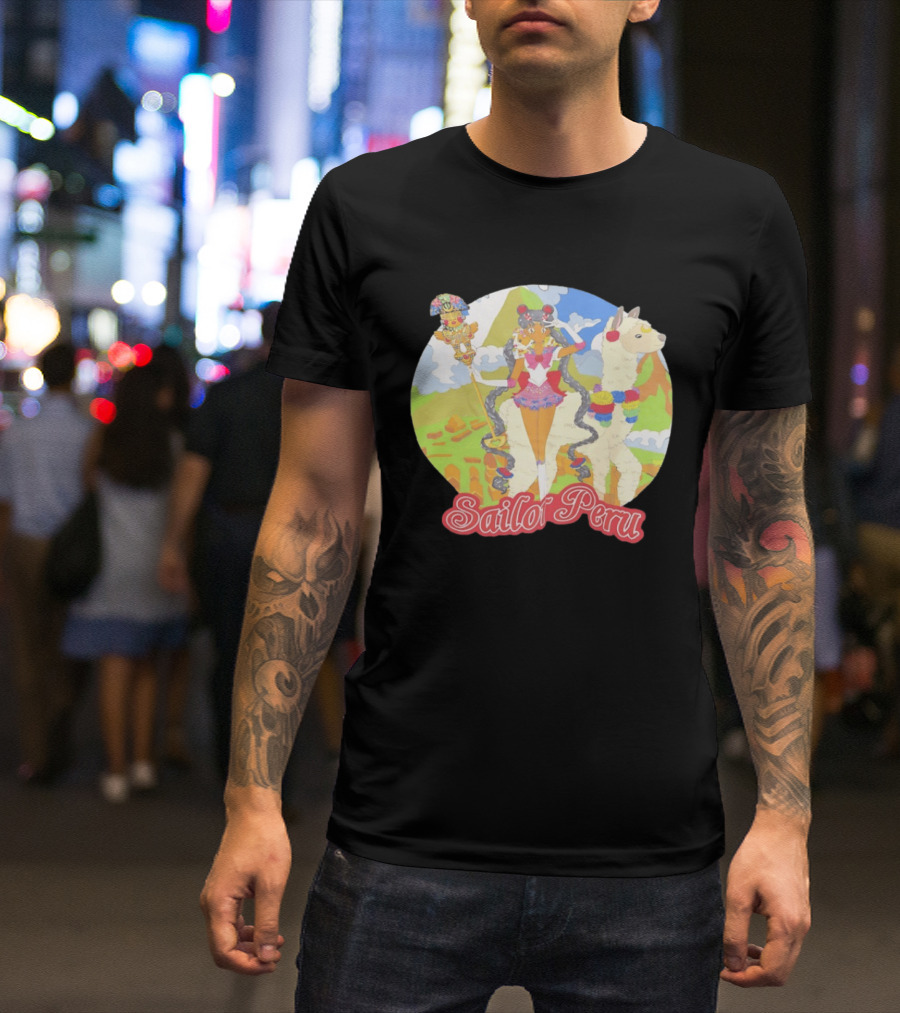 Sailor Moon Sailor Peru Anime Crossover With Llama And Traditional Peruvian T-Shirt