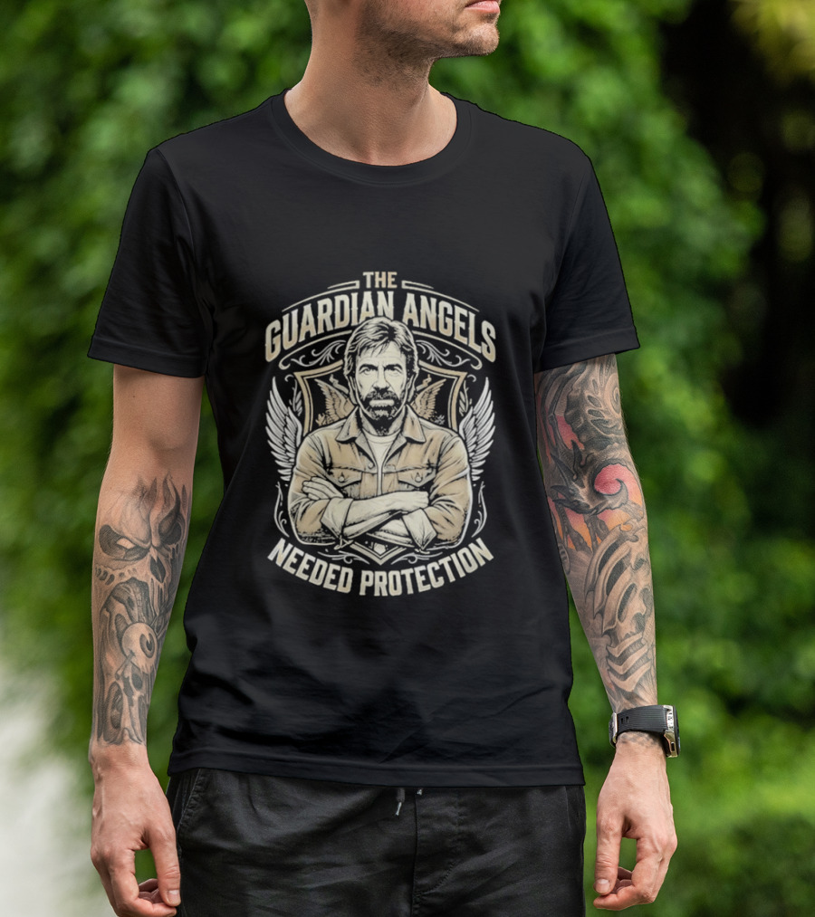 The Guardian Angels Needed Protection Rip Chuck Norris T-Shirt
