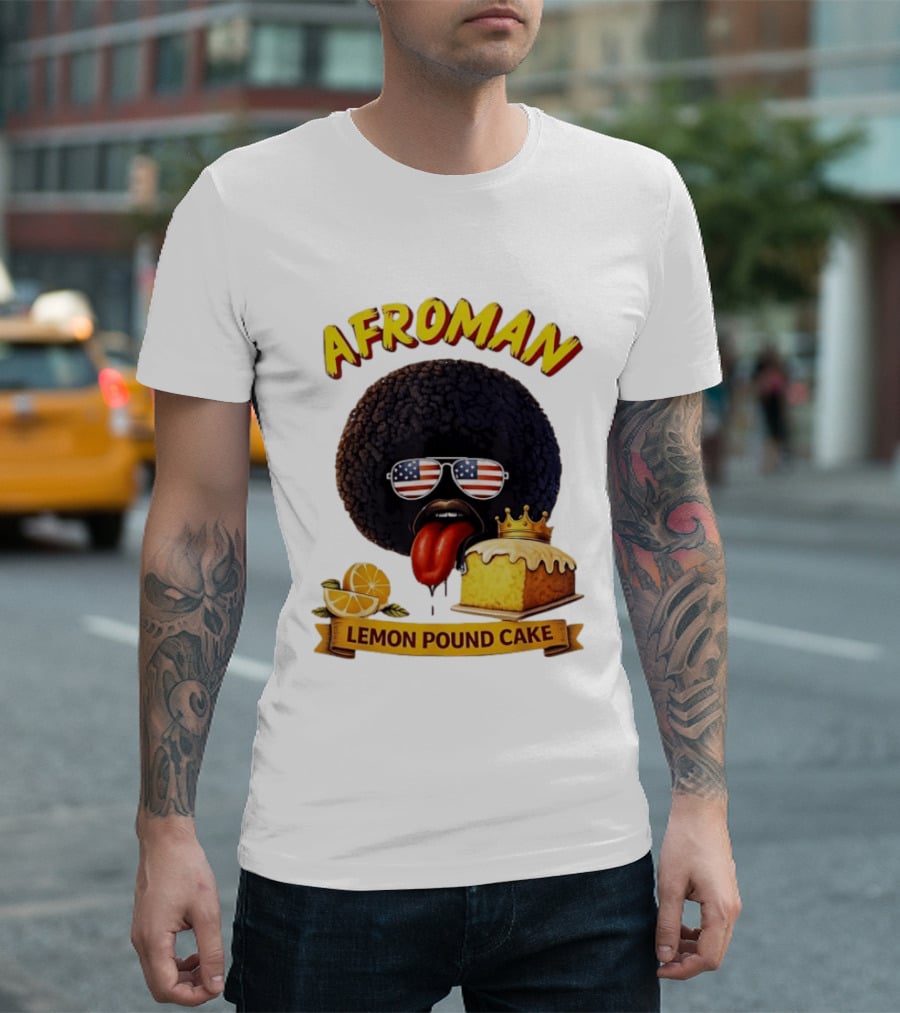 Afroman Lemon Pound Cake Sunglasses Tongue Crown Lemons T-Shirt