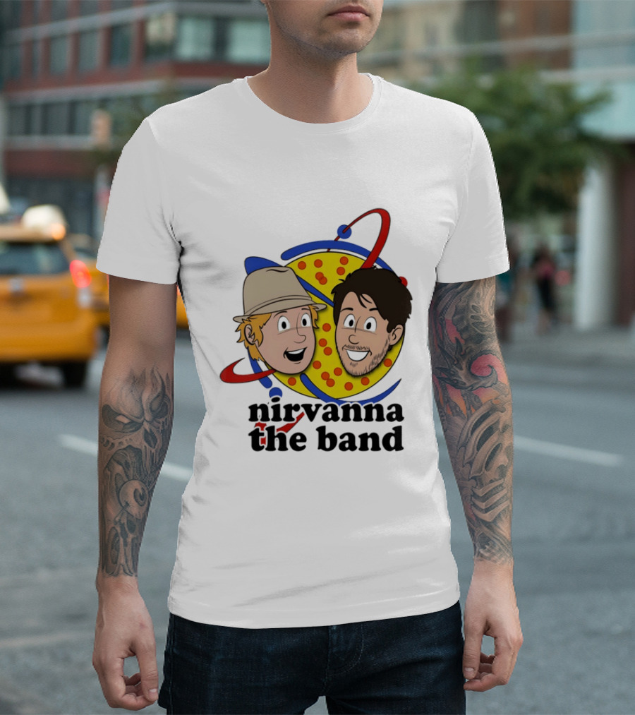 Nirvanna The Band Cartoon Characters With Animated Planetary T-Shirt