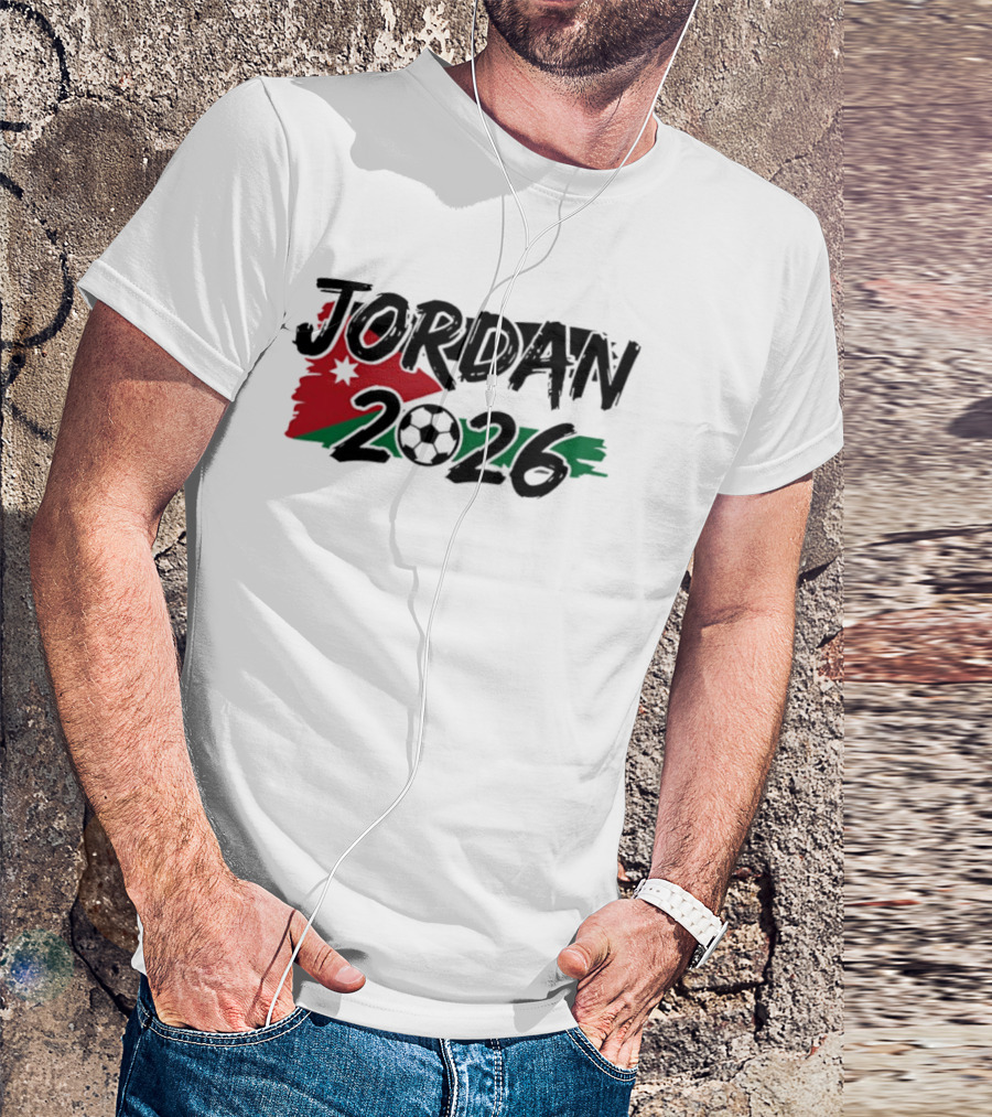 Jordan 2026 World Cup Soccer Team Flag Map Football T-Shirt