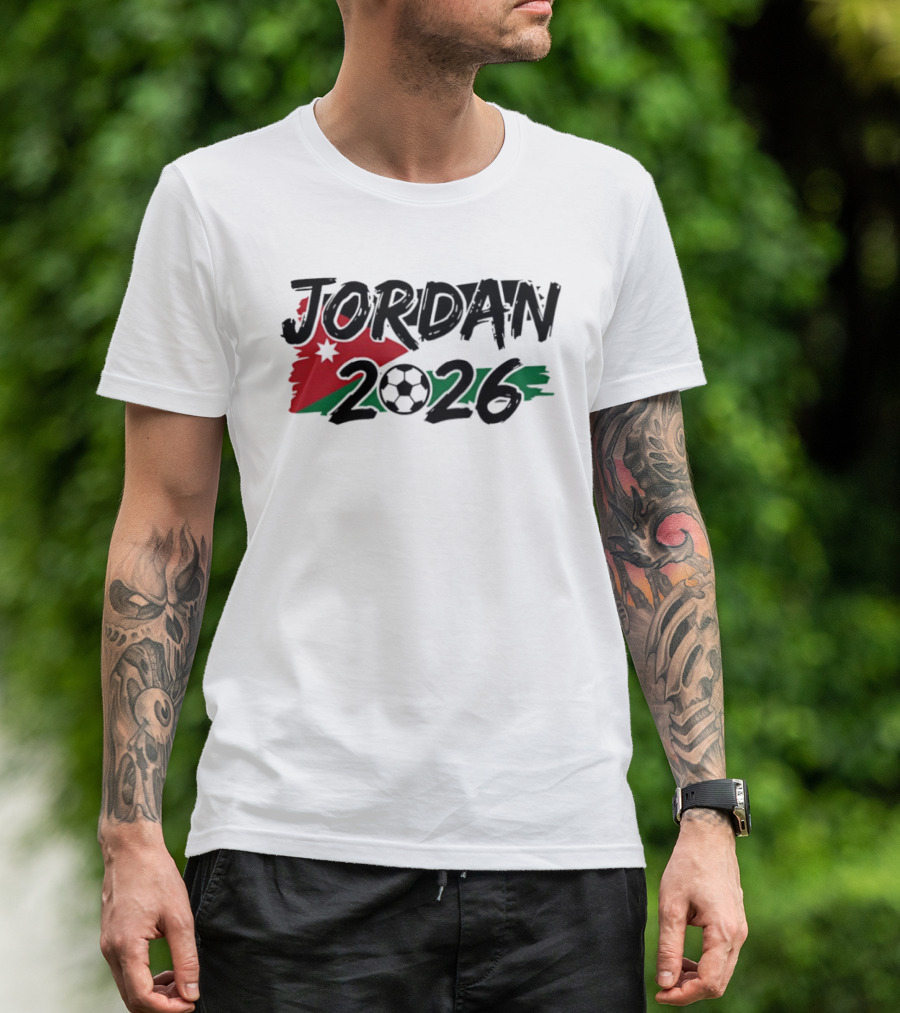 Jordan 2026 World Cup Soccer Team Flag Map Football T-Shirt