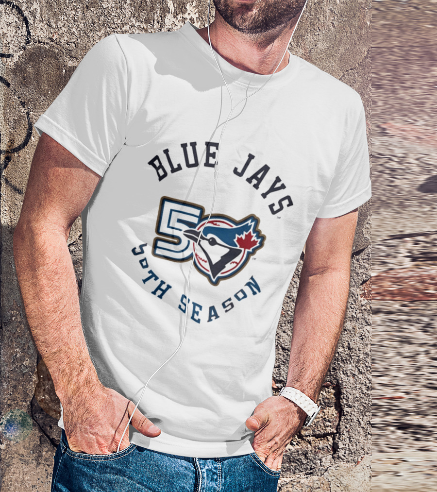 Blue Jays 50th Season Anniversary Retro Logo With Maple Leaf And Baseball T-Shirt