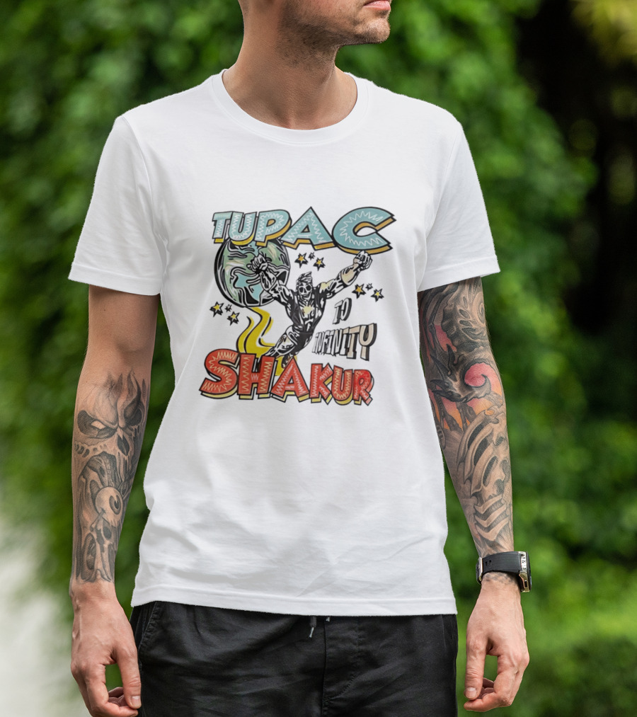 Tupac Shakur To Infinity Comic Style Superhero Image T-Shirt