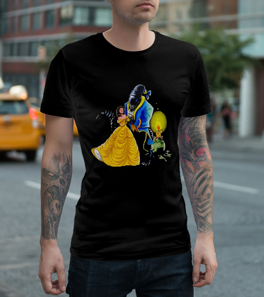 Belle Beauty And The Xenomorph Alien Monster Dance Candelabra T-Shirt