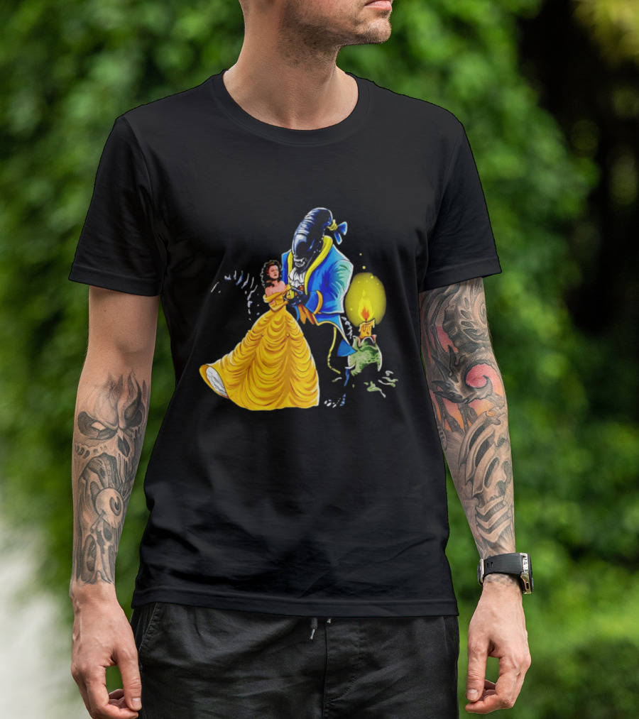 Belle Beauty And The Xenomorph Alien Monster Dance Candelabra T-Shirt