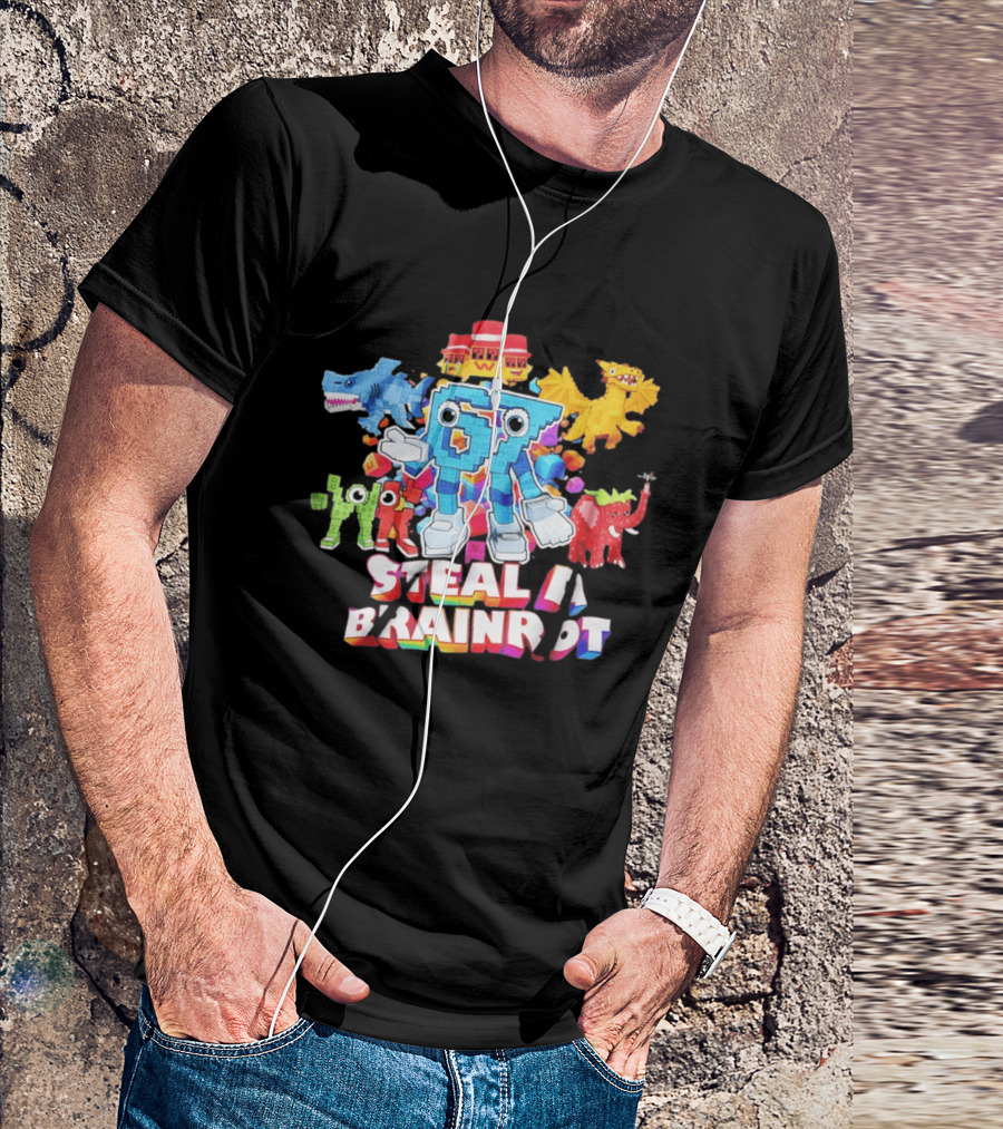 Steal A Brainrot 67 Blocks Colorful Characters T-Shirt