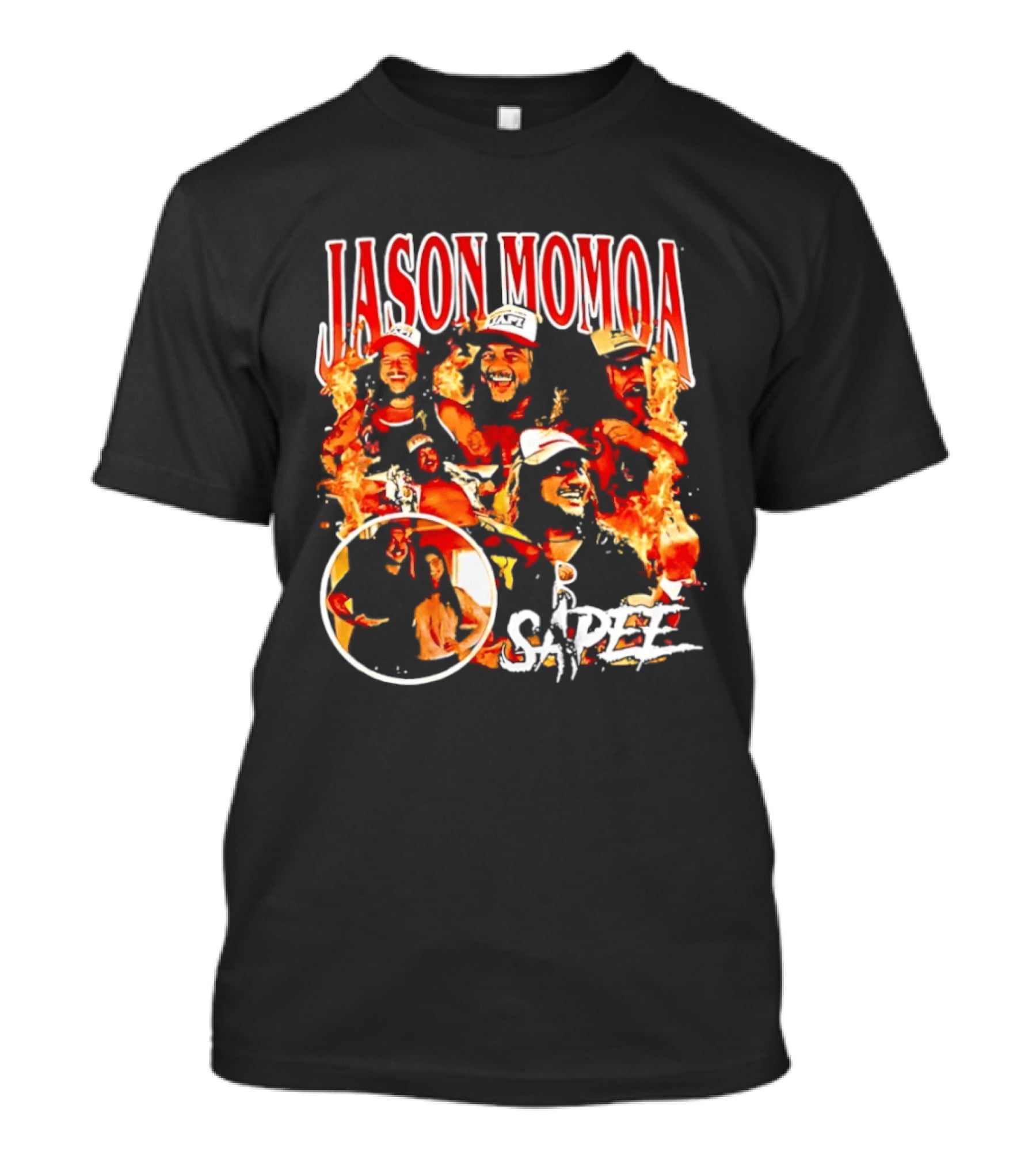 Jason Momoa Sapee Blazing Fire Faces T-Shirt