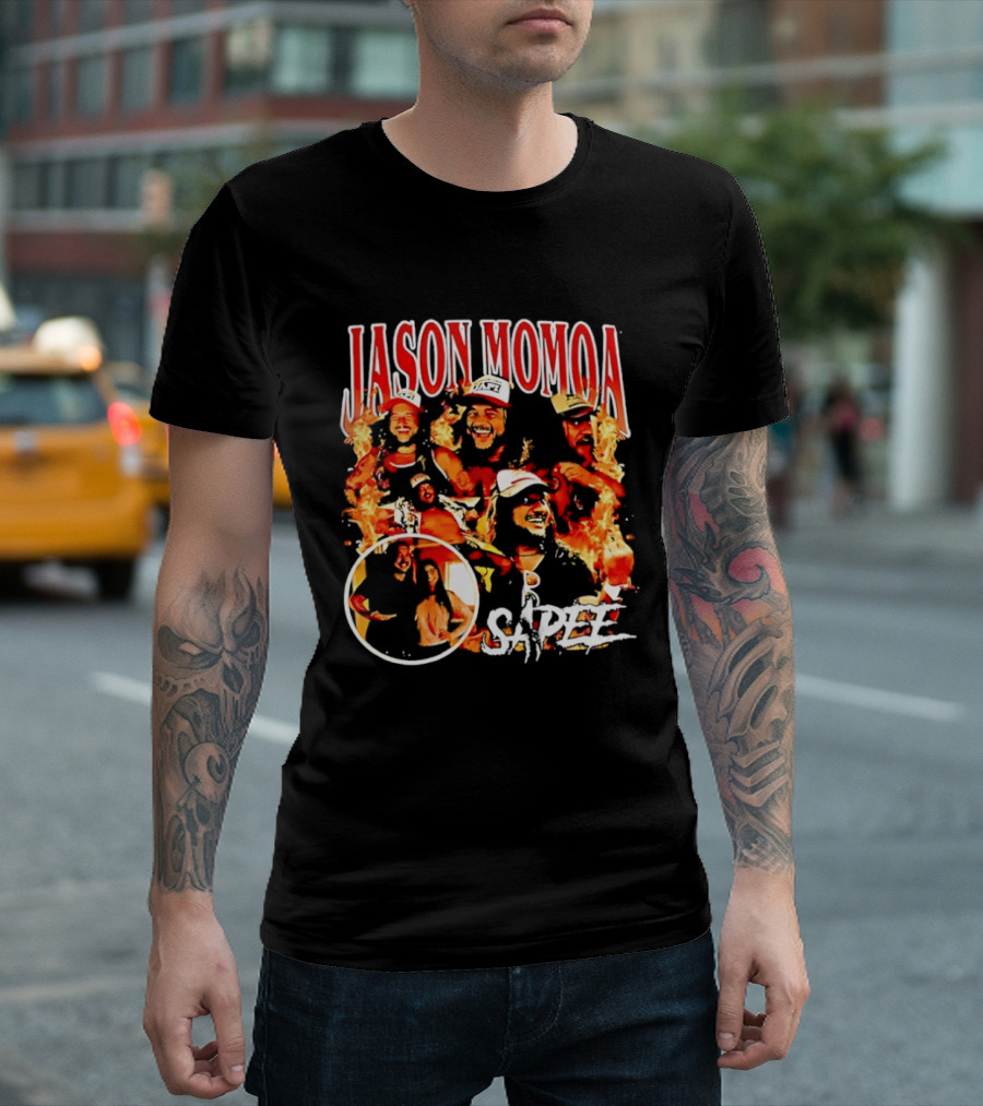 Jason Momoa Sapee Blazing Fire Faces T-Shirt