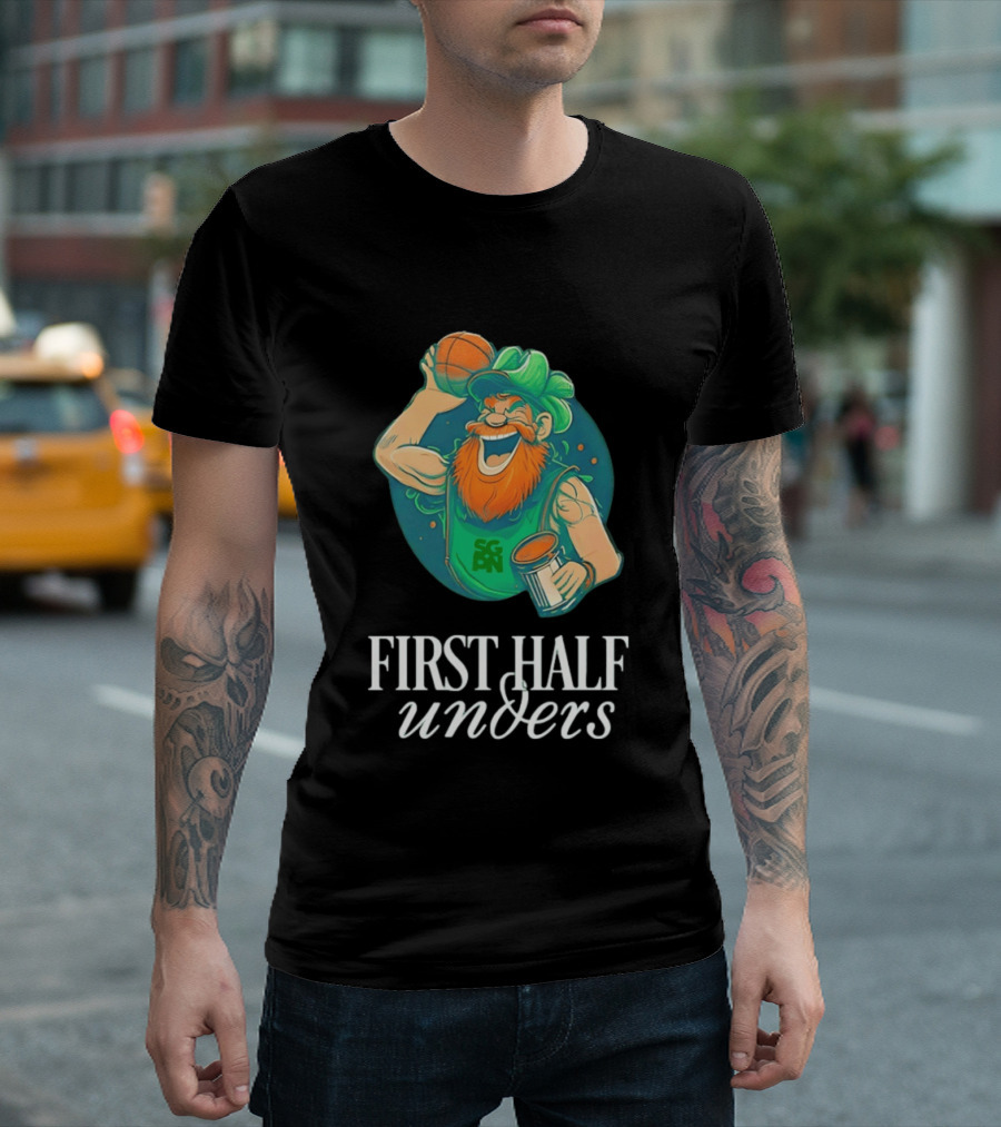 Leprechaun First Half Unders Basketball Beer T-Shirt