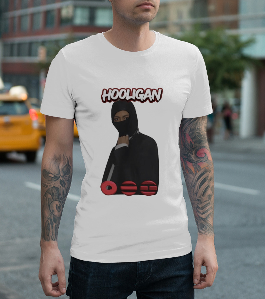 Hooligan Masked Style With BTS Concert Red Accents T-Shirt