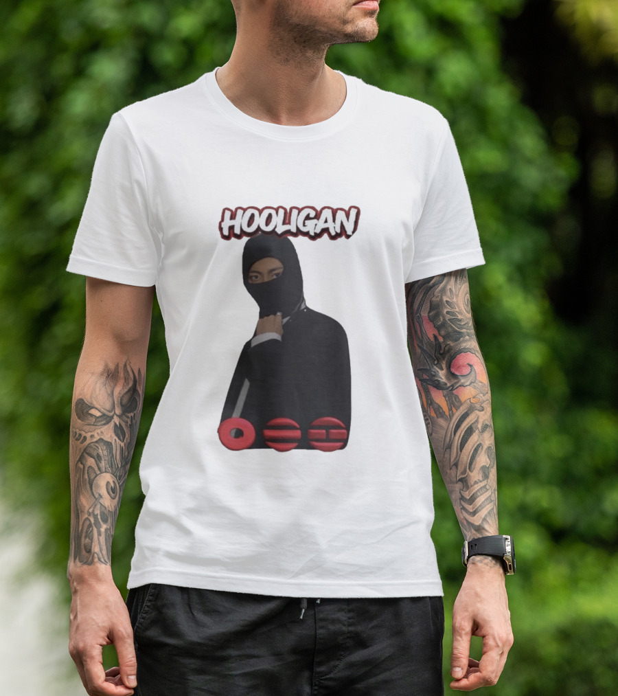 Hooligan Masked Style With BTS Concert Red Accents T-Shirt