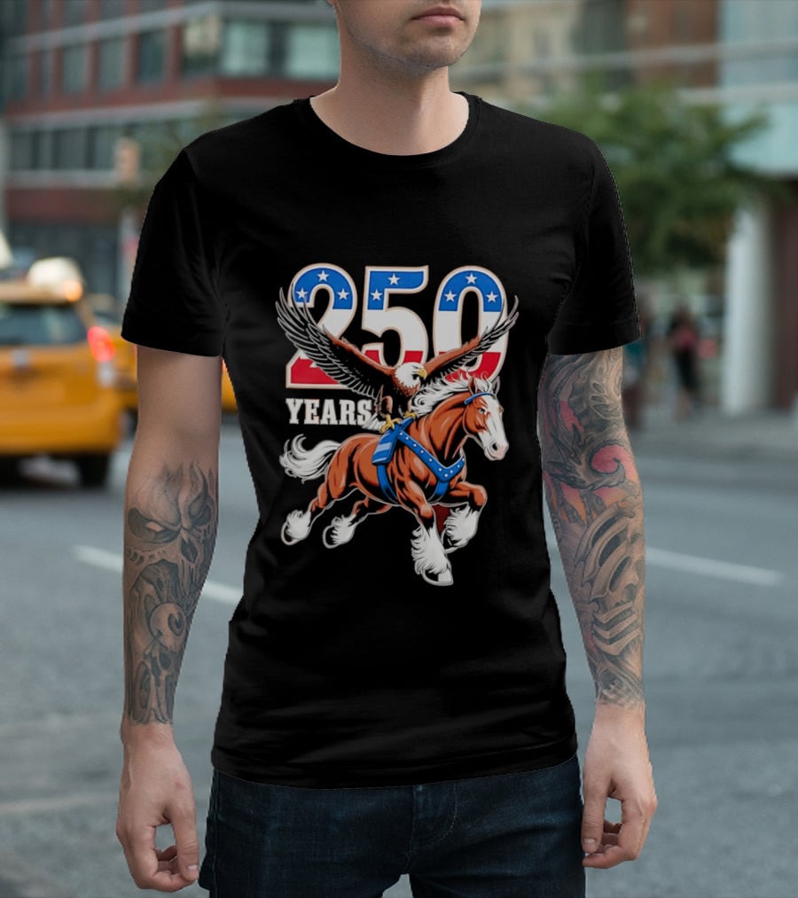 250 Years American Eagle Horse Patriotic Celebration T-Shirt