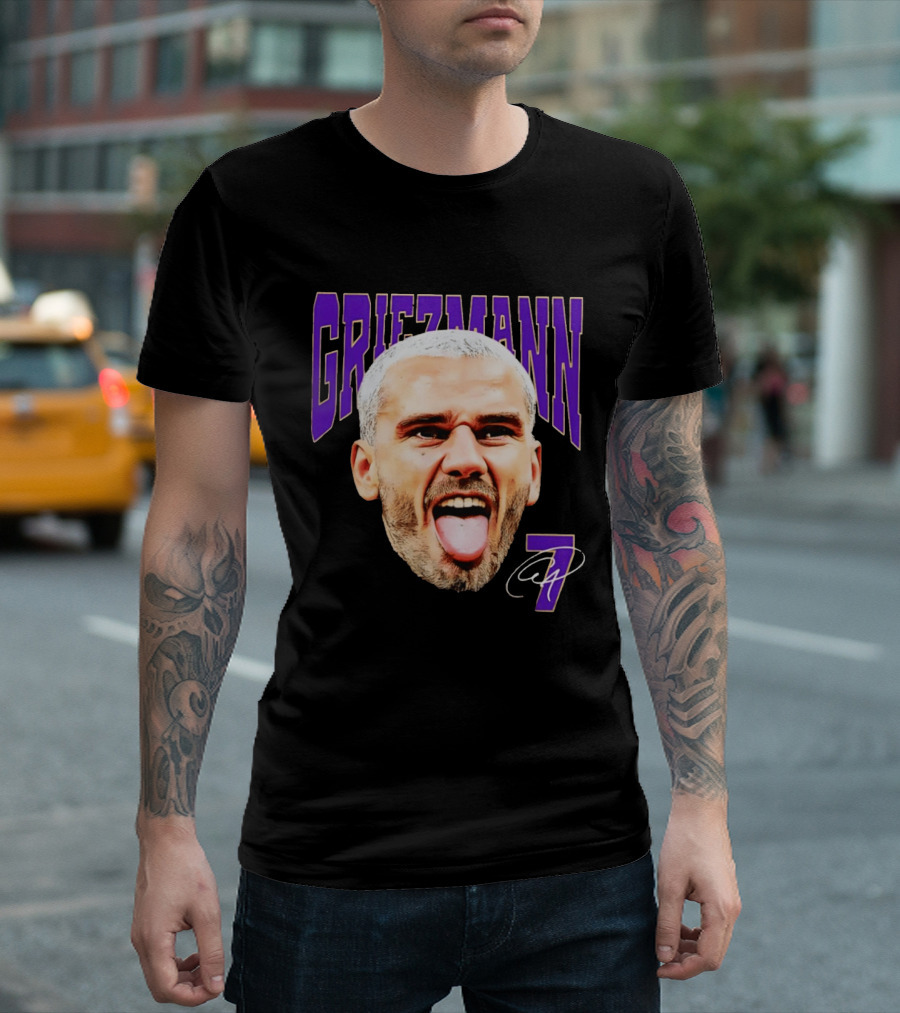 Antoine Griezmann Expression Purple Text Number 7 T-Shirt