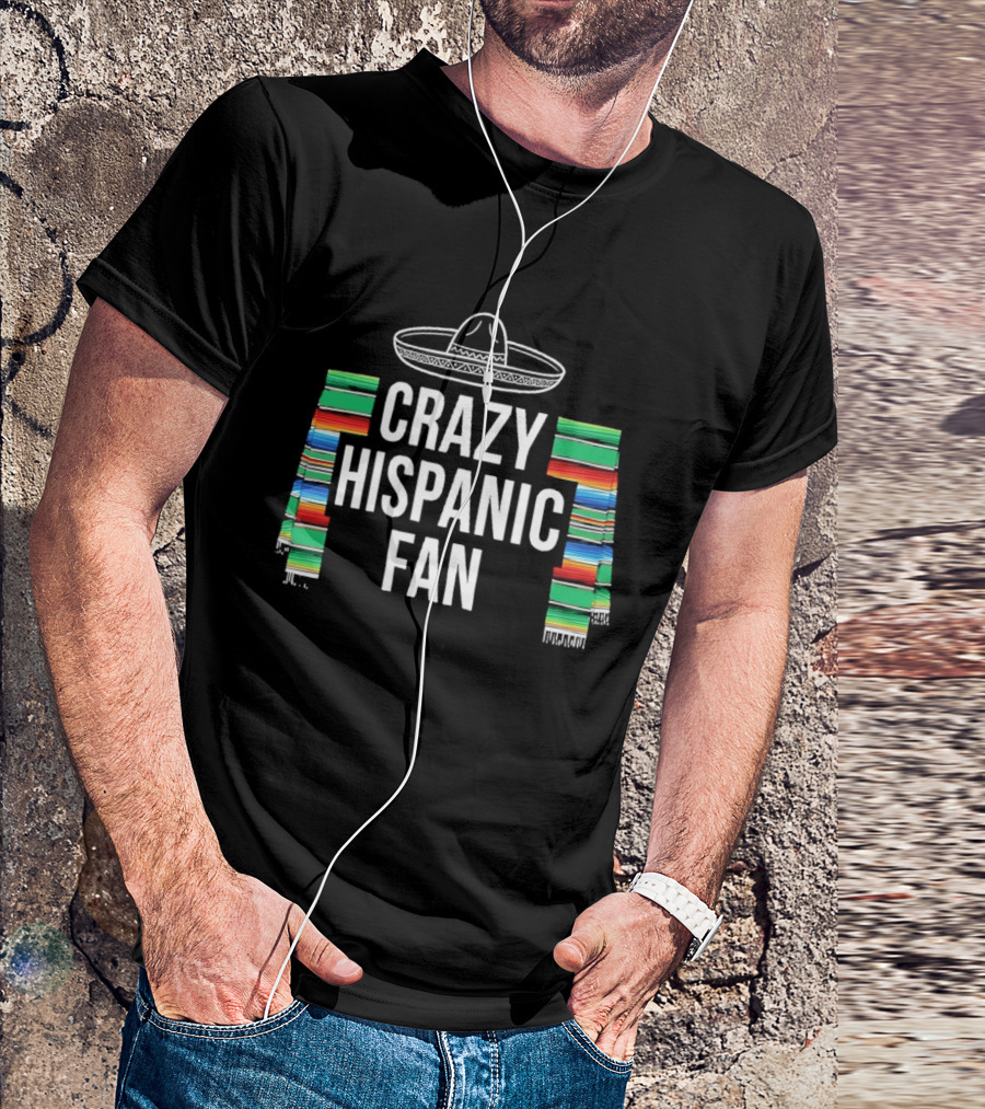 Crazy Hispanic Fan Sombrero And Colorful Serape Stripes T-Shirt