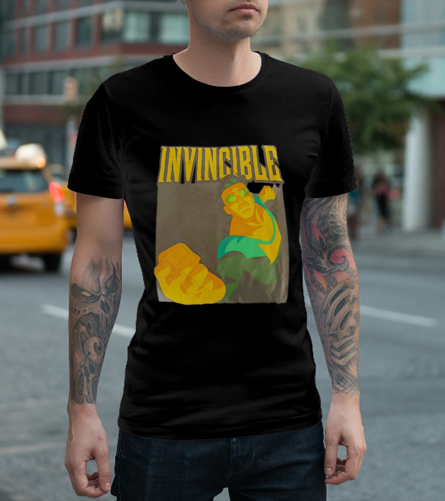 Invincible Superhero Bold Fist Action Pose T-Shirt