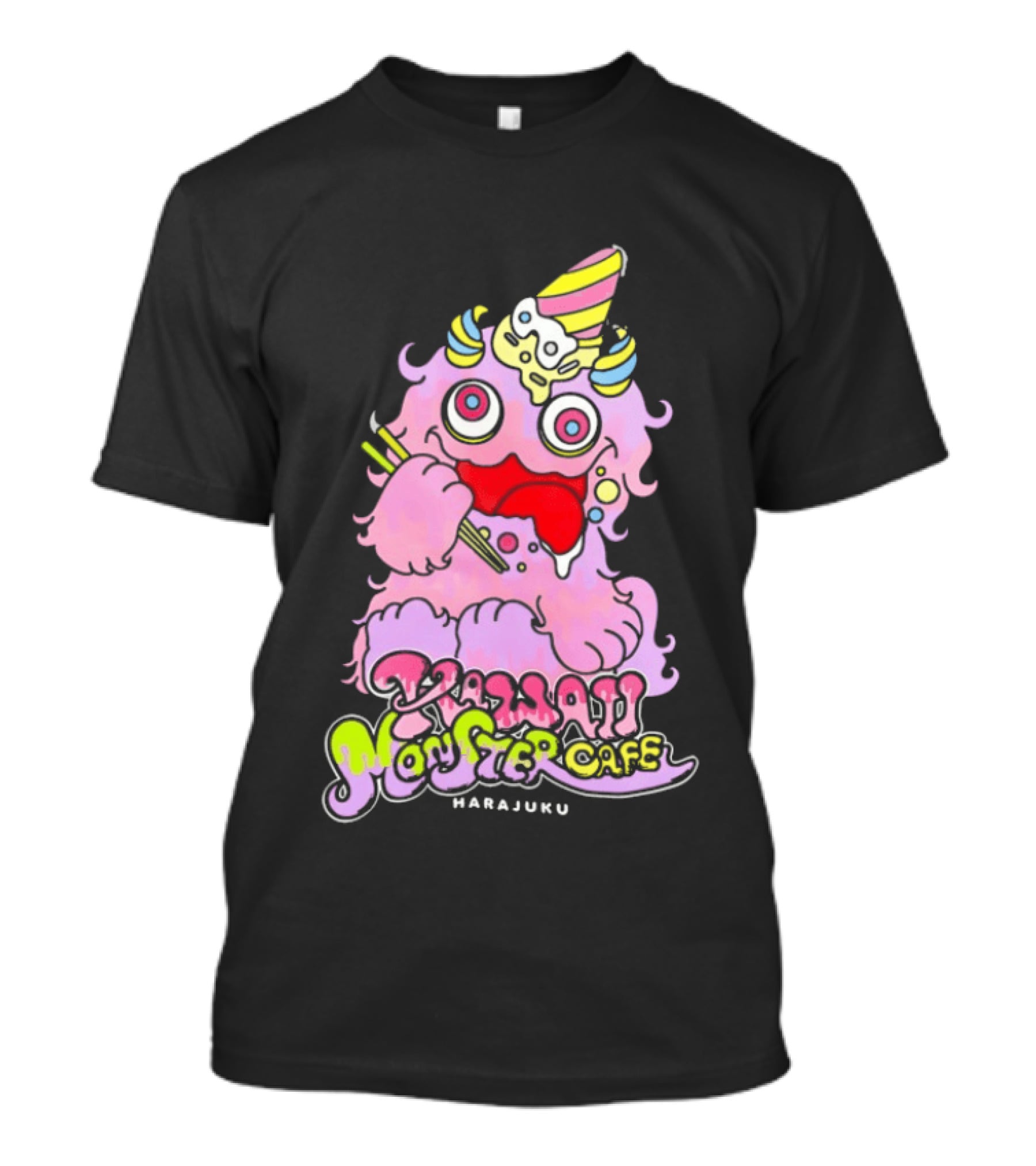 Kawaii Monster Cafe Harajuku Pink Fluffy Creature Fun T-Shirt