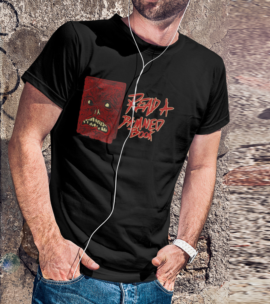 Read A Damned Book Creepy Red Monster Face T-Shirt
