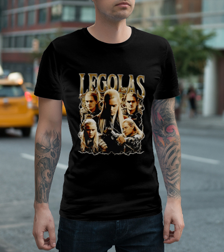 Legolas Character Collage From Lord Of The Rings T-Shirt