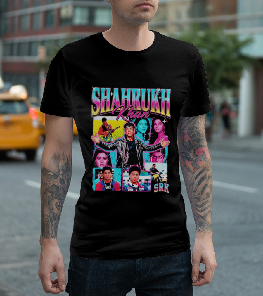SHAHRUKH KHAN SRK Kajol Juhi Chawla Guitar Motorcycle T-Shirt