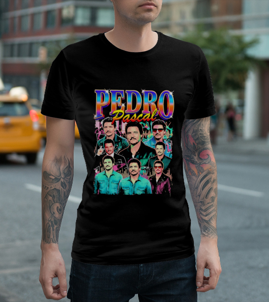 Pedro Pascal Multicolored Collage Actor T-Shirt