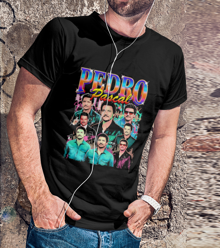 Pedro Pascal Multicolored Collage Actor T-Shirt