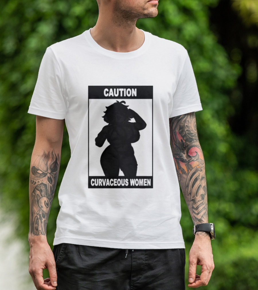 Caution Curvaceous Women 2026 Bold Silhouette Warning T-Shirt