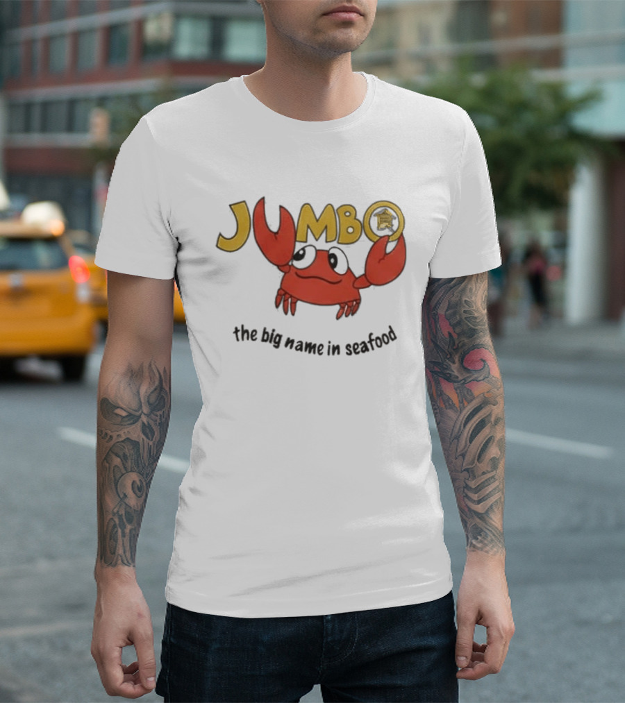 Jumbo The Big Name In Seafood Red Crab Cartoon T-Shirt