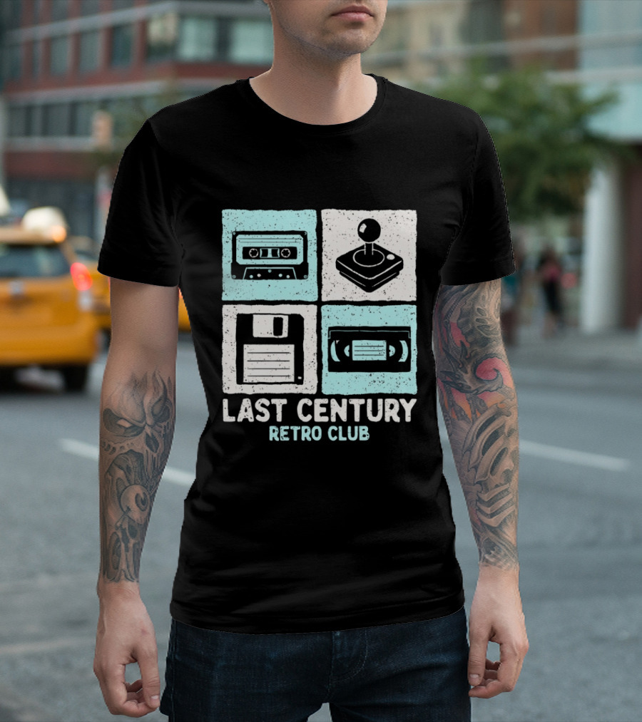 Last Century Retro Club Cassette Tape Joystick Floppy Disk Video Tape T-Shirt