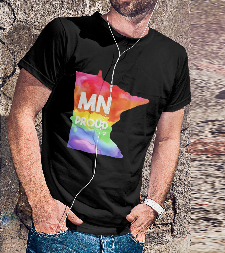 MN Proud Rainbow Heart Minnesota Map T-Shirt