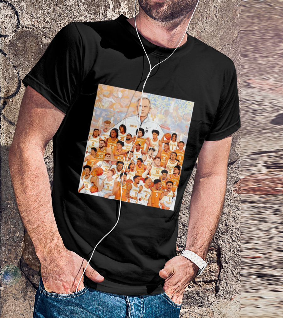 Tennessee Volunteers Basketball Team Illustration Coach Vols Players T-Shirt