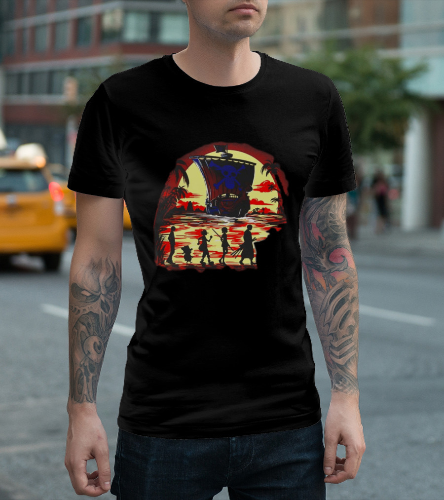 Fellowship Straw Hat Pirates Going Merry Sunset Adventure T-Shirt
