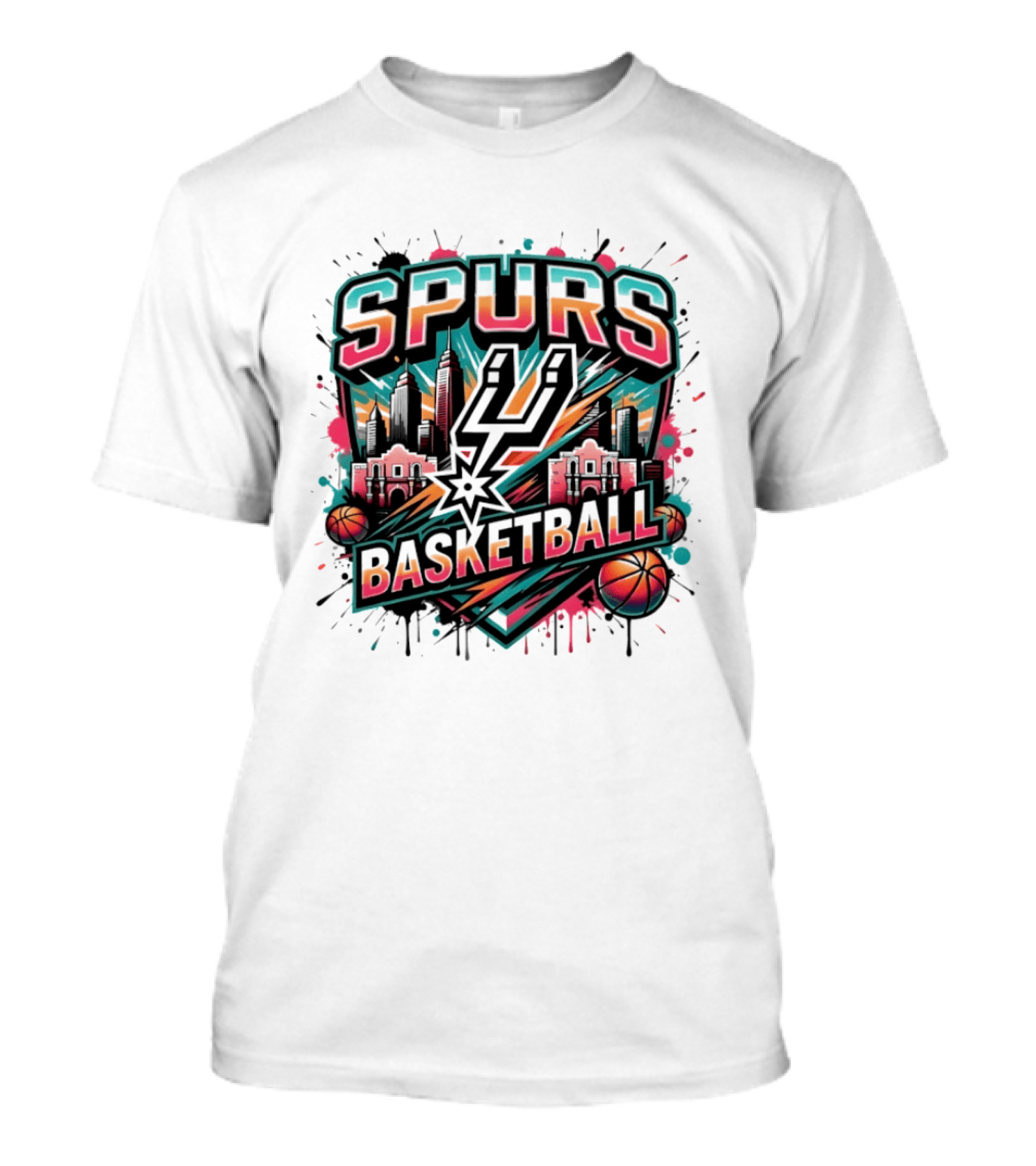 San Antonio Spurs Fiesta Skyline Basketball T-Shirt