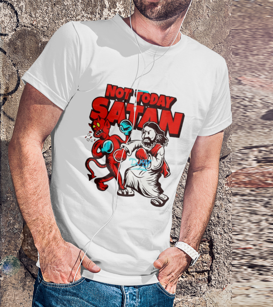 Not Today Satan God Versus Devil Boxing Match T-Shirt