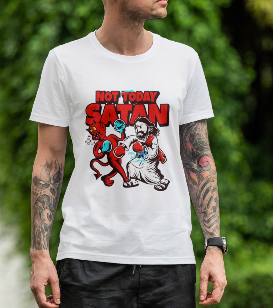 Not Today Satan God Versus Devil Boxing Match T-Shirt