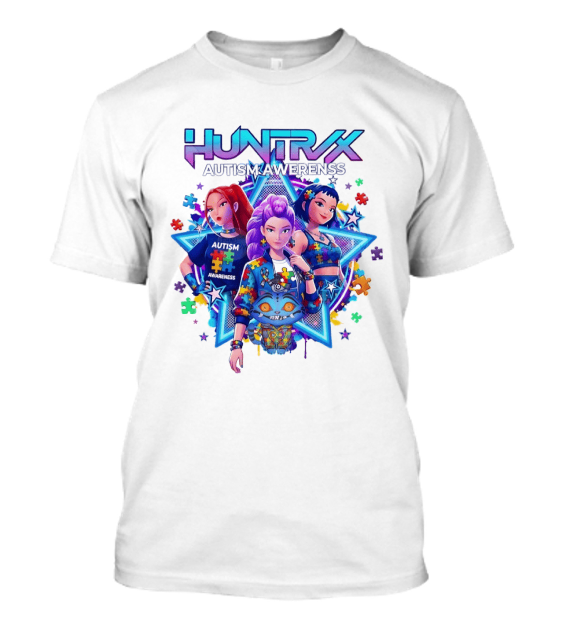 Huntrix Autism Awareness Demon Hunter K Pop Puzzle Star 2026 T-Shirt