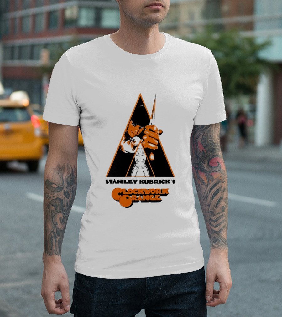 Work Orange Stanley Kubrick Iconic Image With Knife And Triangle T-Shirt