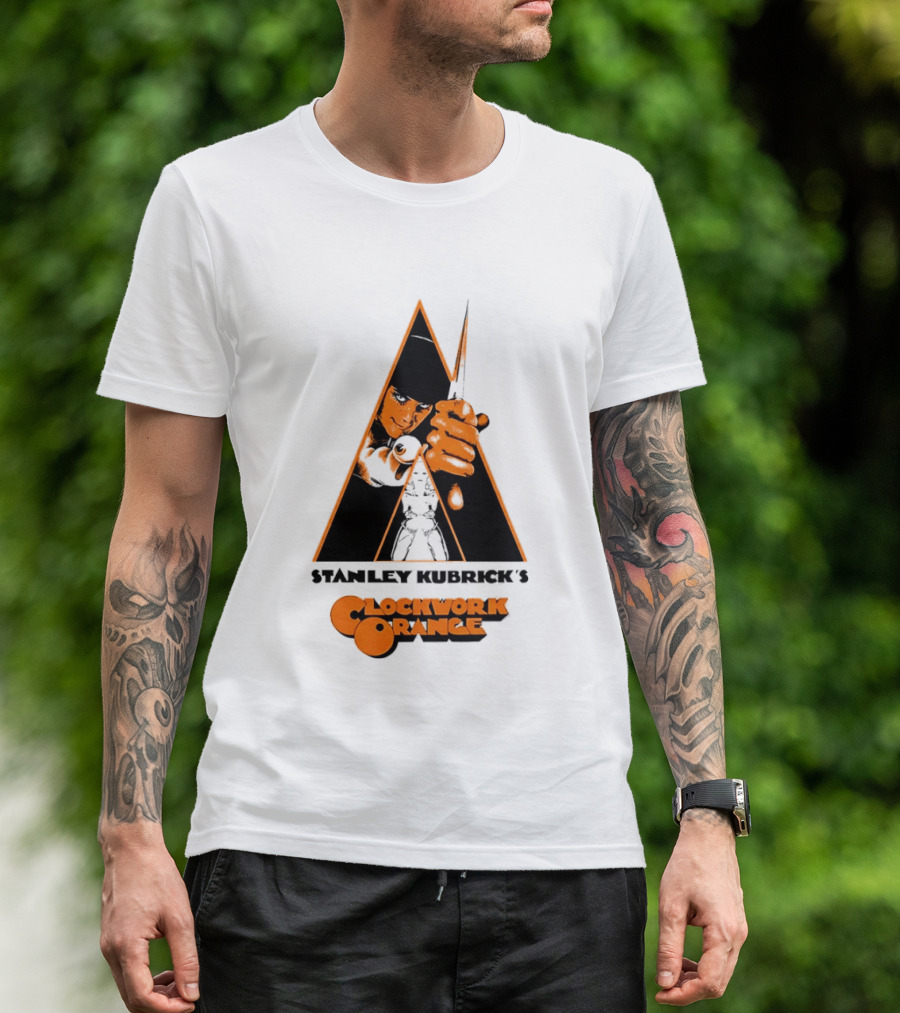 Work Orange Stanley Kubrick Iconic Image With Knife And Triangle T-Shirt