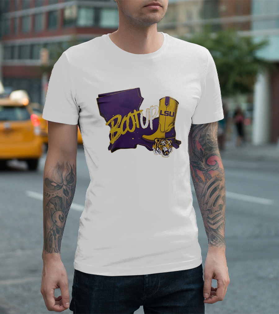 Welcome Home Coach Will Wade Boot Up LSU Tigers Louisiana Map And Boot With LSU Logo And Tiger Head T-Shirt