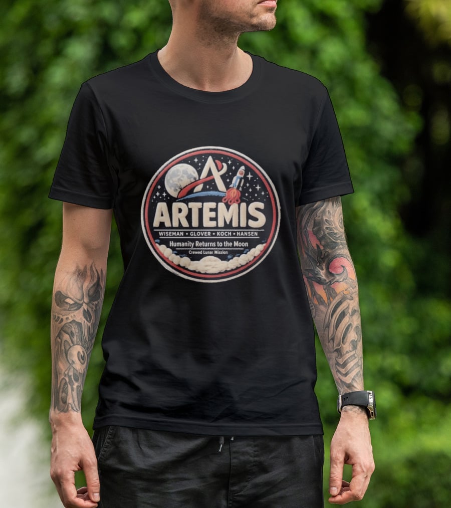 Artemis 2 Mission Faux Lunar Patch NASA T-Shirt