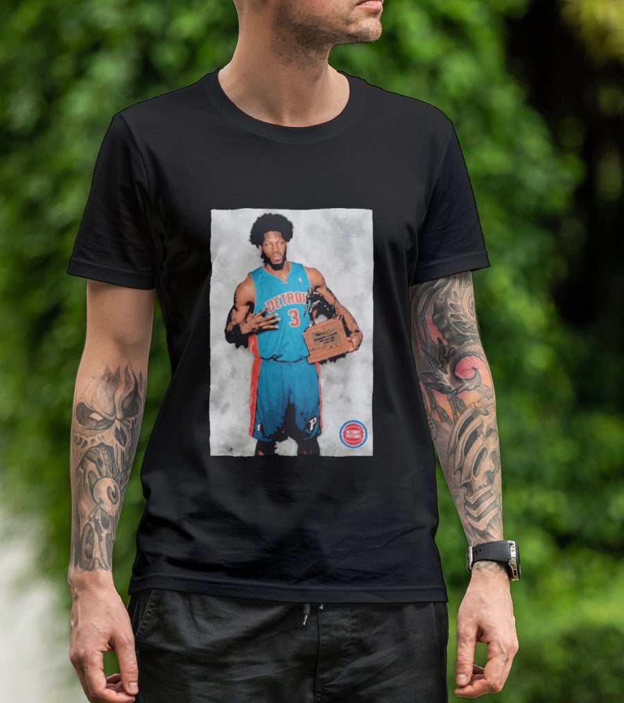 Ben Wallace Detroit Pistons Number 3 Defensive Player Of The Year MVP Recognition T-Shirt