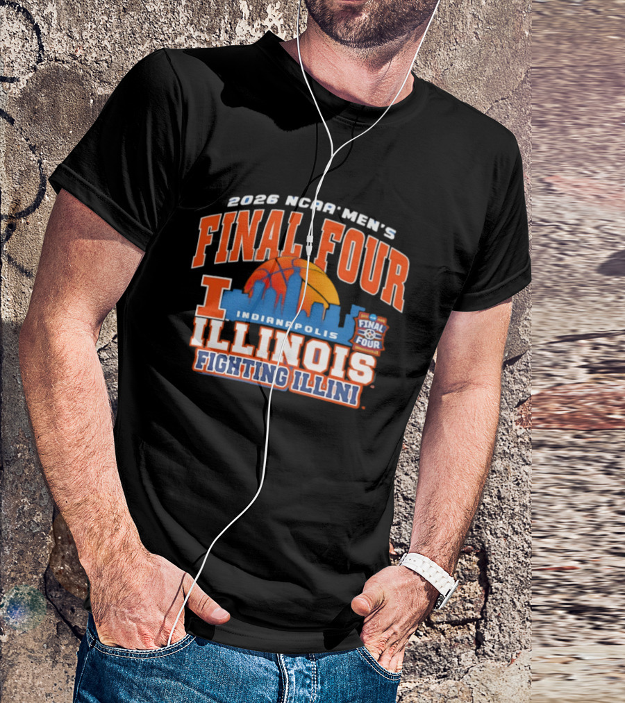 2026 NCAA Men's Final Four Indianapolis Illinois Fighting Illini Basketball Skyline T-Shirt