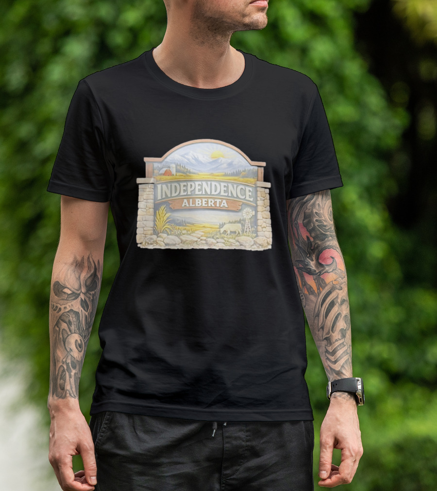 Independence Alberta Rural Landscape Sign Farm Scene T-Shirt