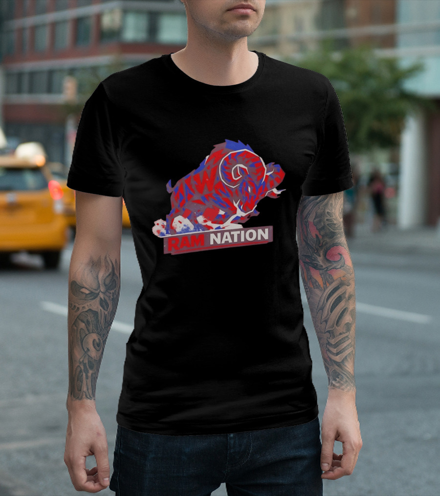 Ram Nation Red Blue Charging Ram T-Shirt