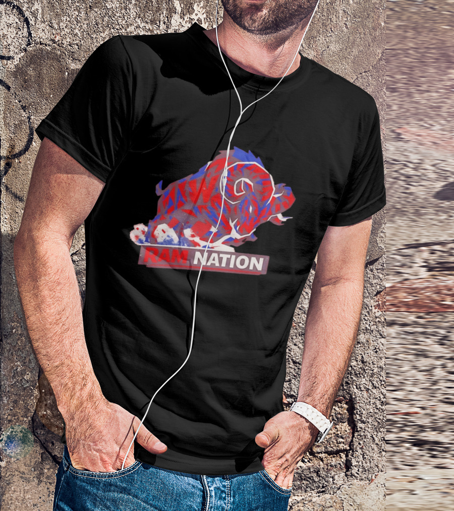 Ram Nation Red Blue Charging Ram T-Shirt