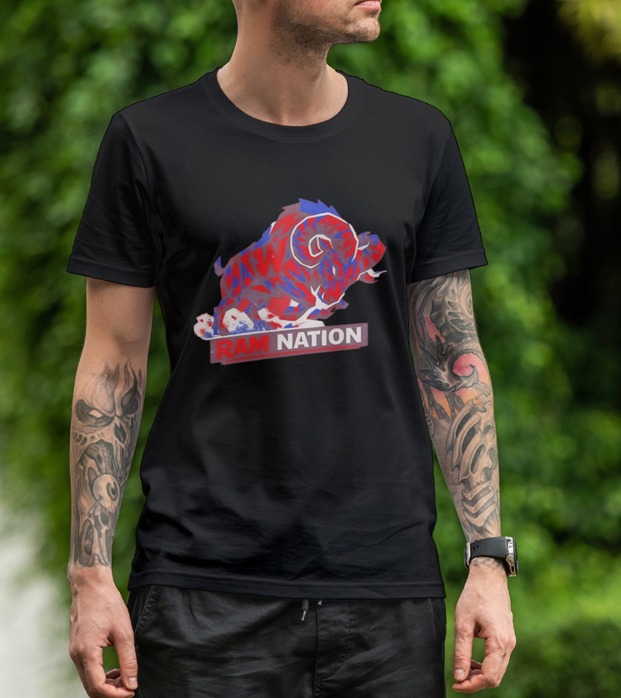 Ram Nation Red Blue Charging Ram T-Shirt