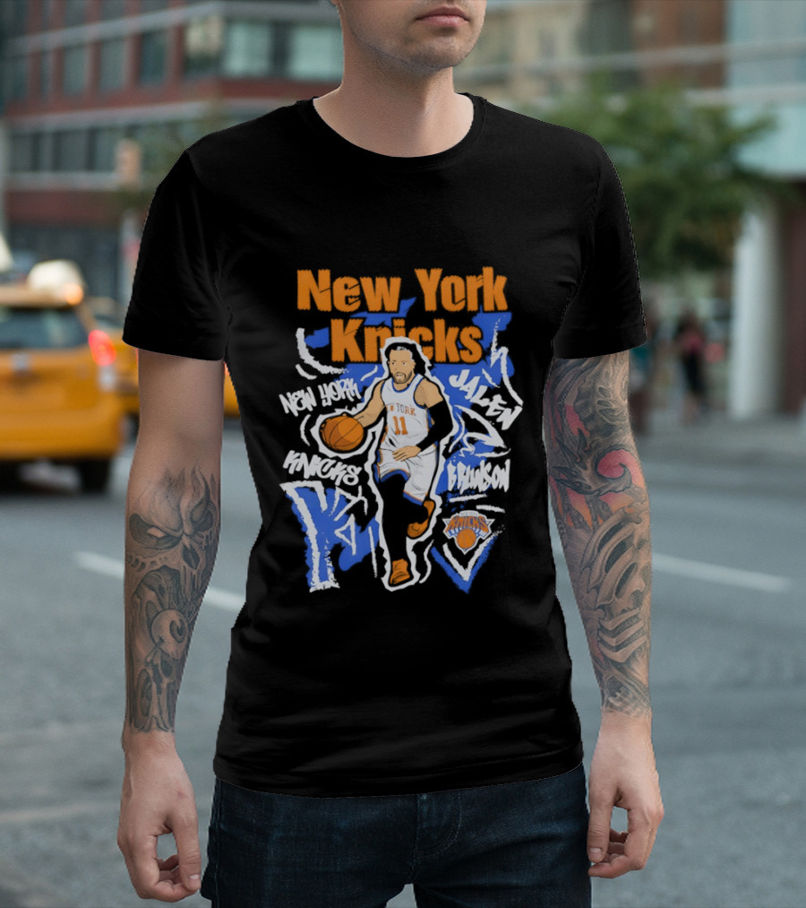 New York Knicks Jalen Brunson 11 Basketball NBA Player Cartoon T-Shirt